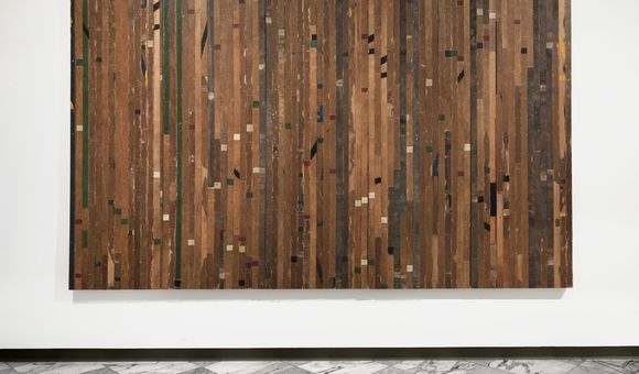 Theaster Gates, Ground rules. Free throw, 2015, wooden flooring, Smithsonian American Art Museum, Museum purchase through the Luisita L. and Franz H. Denghausen Endowment, 2017.40, © 2015, Theaster Gates (Smithsonian American Art Museum)