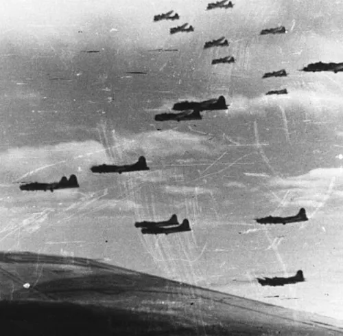 B-17s during a 100th bombing raid