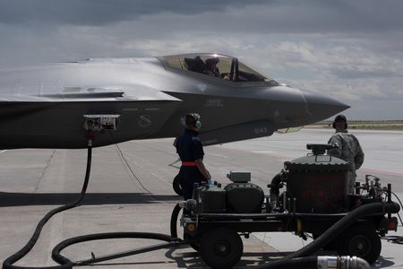 A hot-pit allows aircraft to refuel without turning the engine off and quickly return to the air.