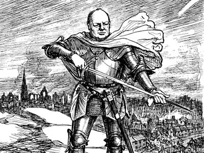 The exhibition showcases political cartoons dating from 1909 to 2003.