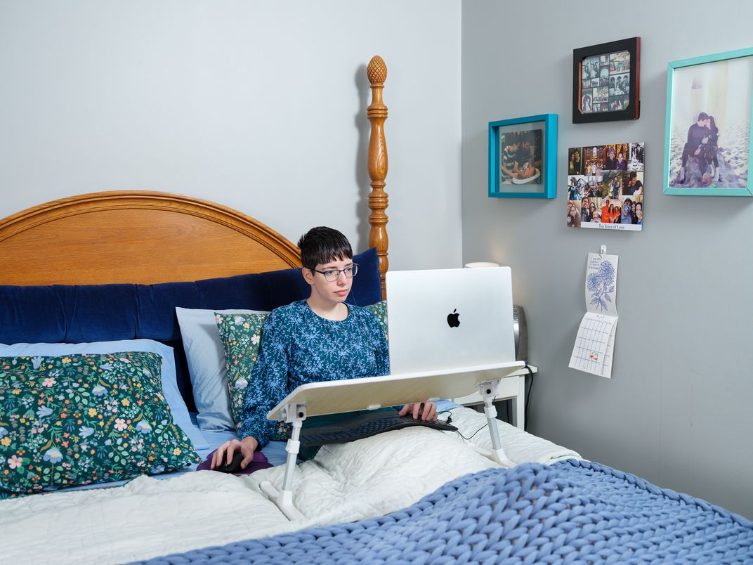 Vogel, working from bed in upstate New York.