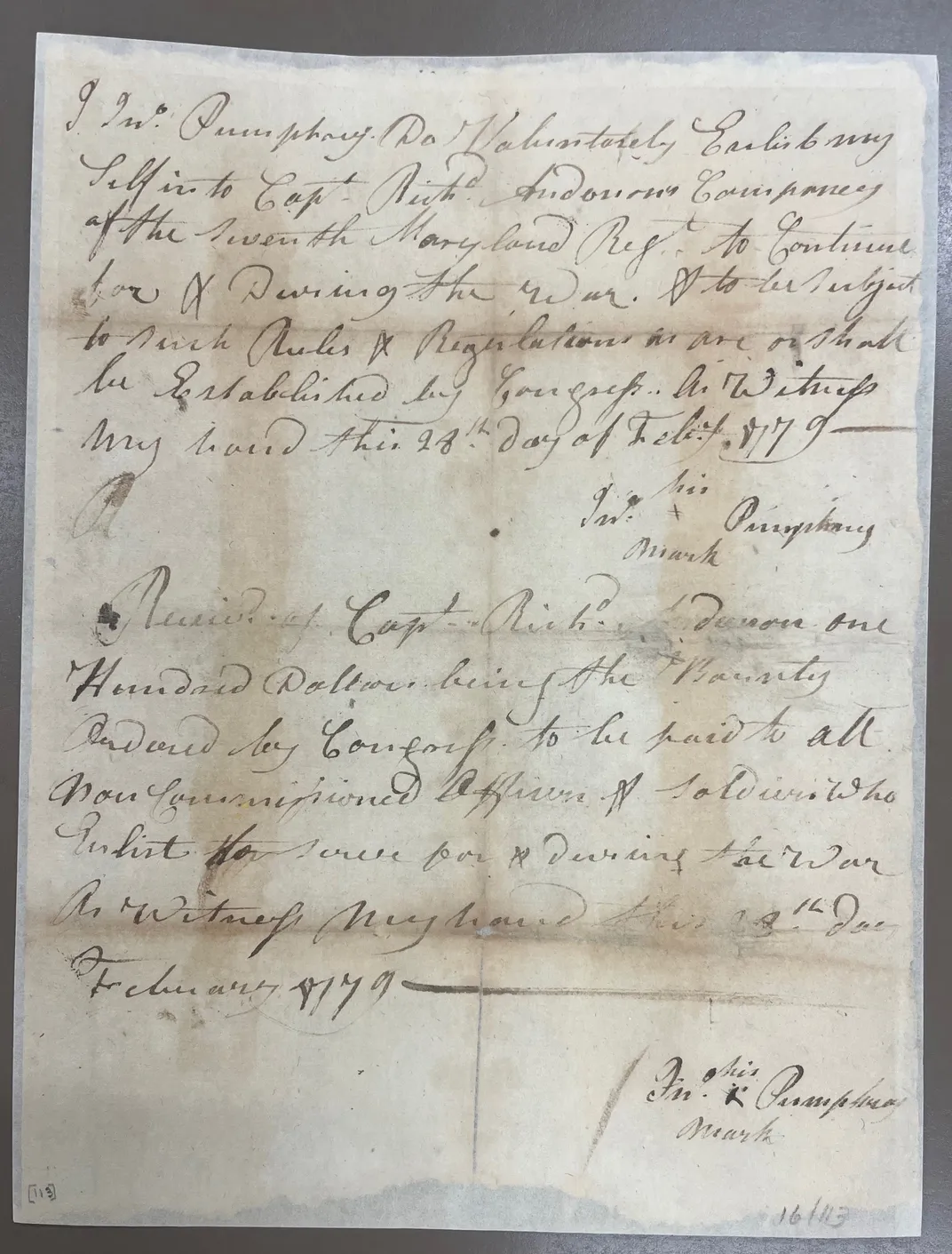 John Pumphrey's reenlistment papers