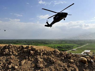 Three UH-60 Blackhawks land at an out post in Northerm Afghanistan, July 22nd, in the Samangan Province. 

(U. S. Air Force Photo By SSgt Bradley Lail) (released)