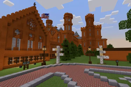 A Minecraft rendering of the Smithsonian Castle in Washington, D.C. Participants in Minecraft: Education Edition online festivities will be able to let their own imaginations run wild this Museum Day.