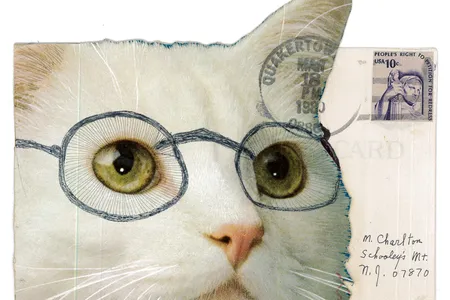 Fiber artist Lenore Tawney (1907–2007) crafted a postcard collage and sent it to photographer and artist Maryette Charlton, March 18, 1980. 