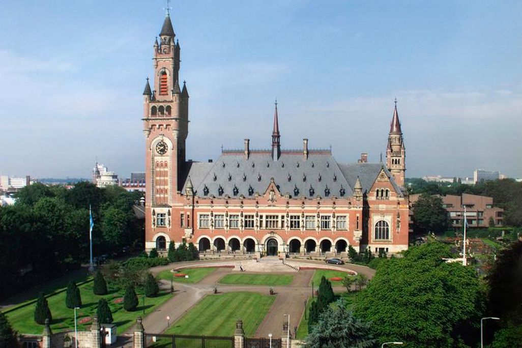 The Peace Palace in The Hague, Netherlands, which is the seat of the International Court of Justice.