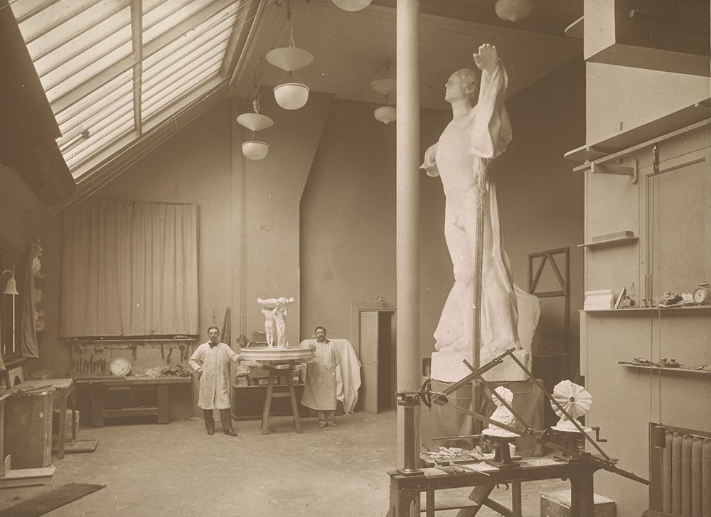 The Paris Studio of Gertrude Vanderbilt Whitney with a model of Friendship Fountain in the background