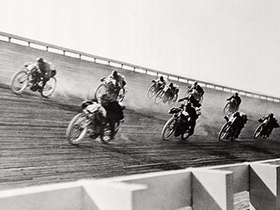 Many of the tracks A.F. Van Order frequented were built of wood and banked to enable riders to go faster.