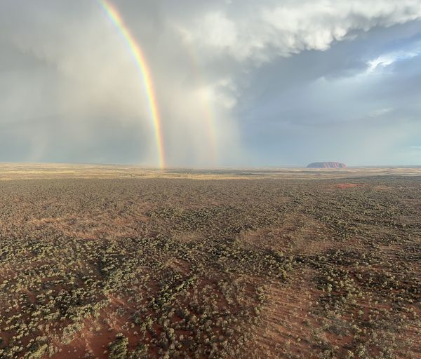 A double rainbow while on a helicopter tour of Uluru. thumbnail