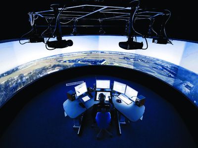 In Leesburg, Virginia, air traffic controllers are testing a remote system featuring a 360-degree display and cameras they can control to pan the airspace or zoom in on a single airplane.