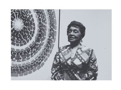 Photograph of Alma Thomas at Whitney Museum of American Art exhibition opening (detail), 1972 / unidentified photographer. Alma Thomas papers, circa 1894-2001. Archives of American Art, Smithsonian Institution.
