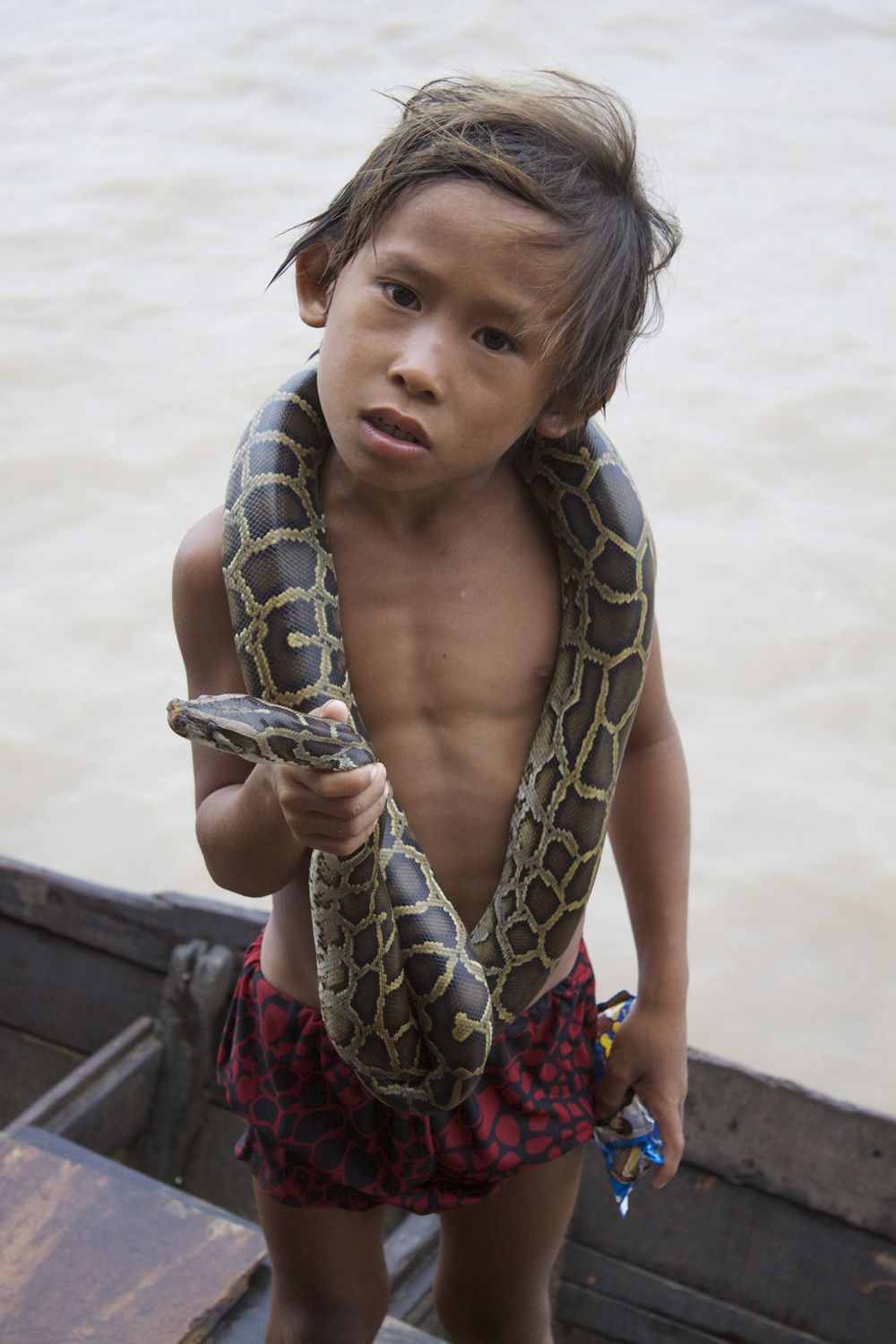 This shocking image was captured during a boat trip on Tonle Sap lake ...