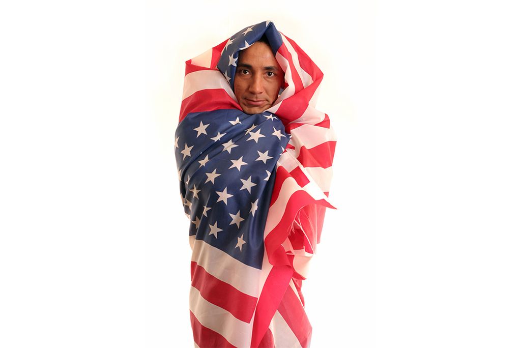 Man Wrapped in Flag