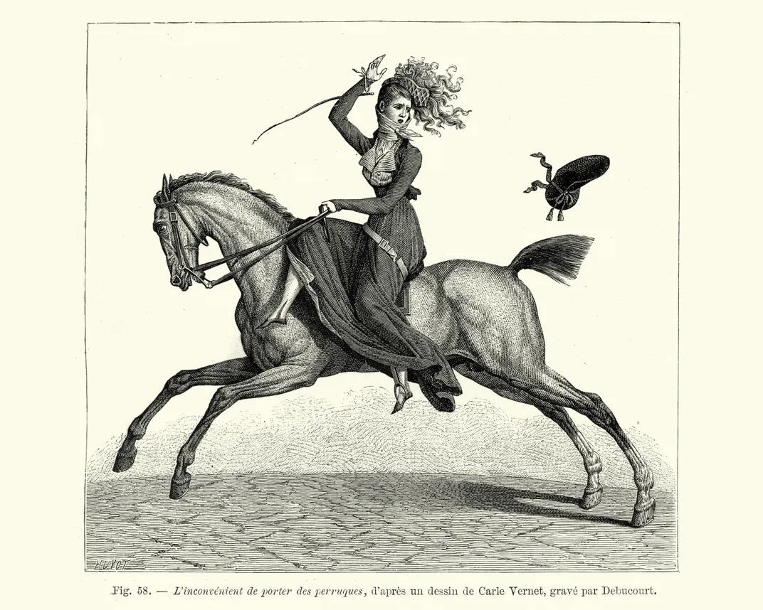 Illustration of woman riding sidesaddle