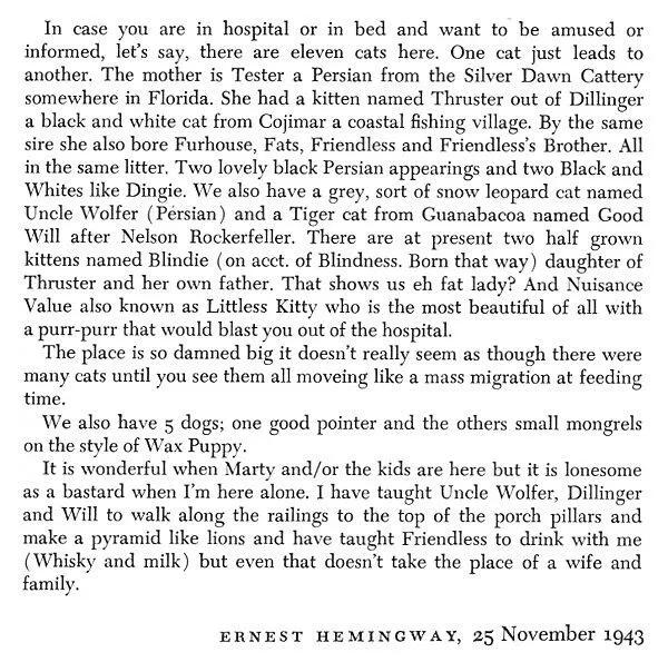 Hemingway’s 1943 letter to his first wife, Hadley Mowrer