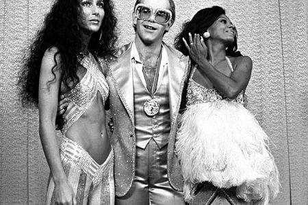 Cher, Elton John and Diana Ross at Rock Awards Santa Monica Civic Auditorium (1975)