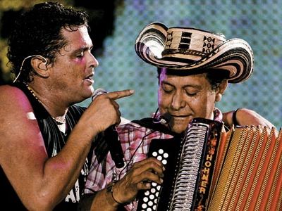 Colombian singer Carlos Vives (left, with Egidio Cuadrado at the 2007 festival) is bringing worldwide fame to the genre.