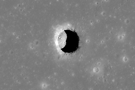 A pit crater in Mare Tranquillitatis. 