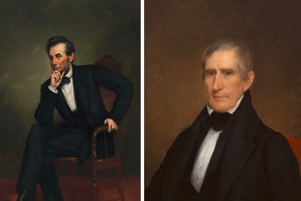 Portraits of Abraham Lincoln and William Henry Harrison