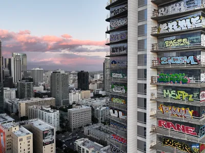 Graffiti Artists Tag 27 Floors of Abandoned Skyscraper in Los Angeles image