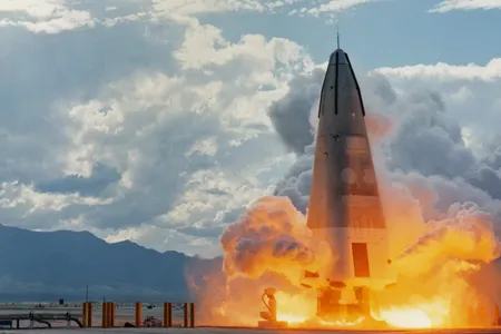 The experimental DC-X vehicle at engine ignition. The program was designed to develop the technologies needed for reusable, single-stage-to-orbit space travel.
