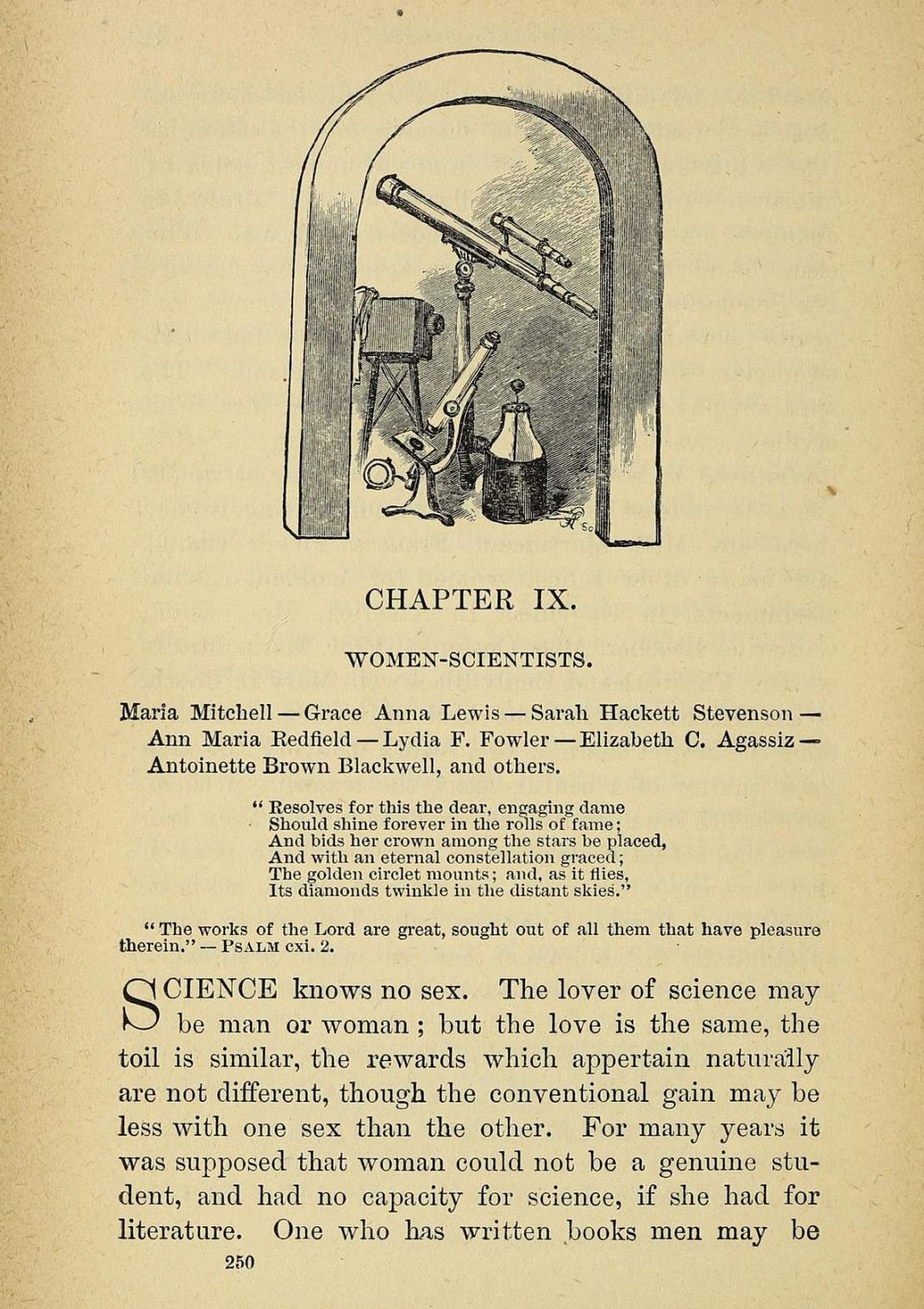 Chapter illustration with 19th century telescope"