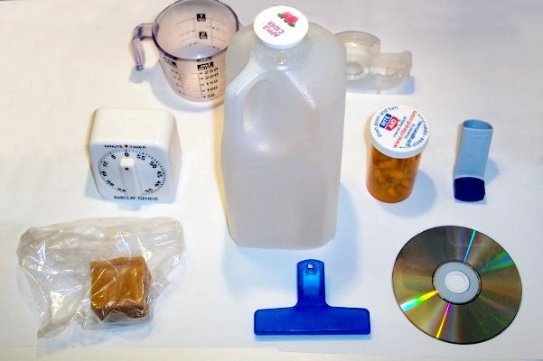 Household items made of various types of plastic