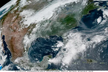 A snapshot of the eastern United States as of June 3, from NOAA&#39;s GOES-19 satellite.