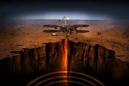 Once NASA's InSight lander touches down on the surface of Mars, it will use a seismometer to measure "Marsquakes," and a self-hammering heat probe will burrow five meters below the surface to study the internal heat of the planet. 