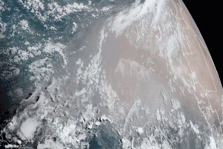 Time lapse of photographs captured by the GOES-East satellite from the National Oceanic and Atmospheric Administration (NOAA) on June 16, 2020. The plume is set to reach the southwest United States this week. 