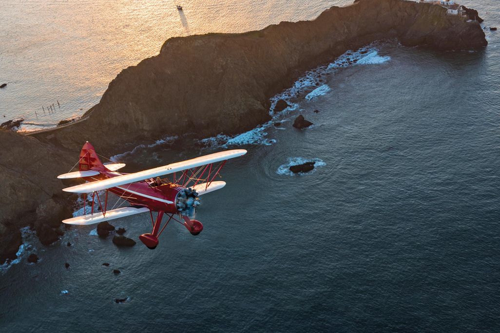 Waco over a peninsula of land in the ocean