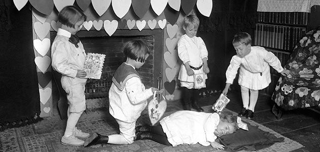 Children exchanging Valentines