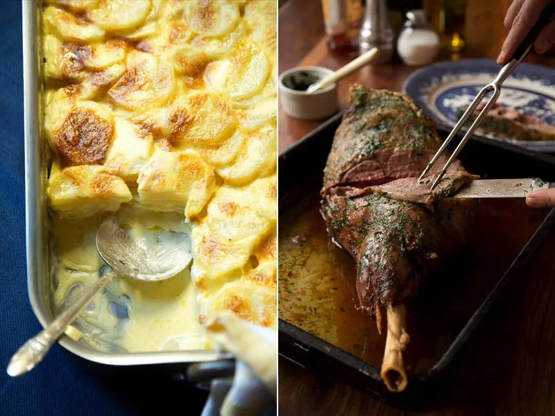 Potato Gratin, Roast Lamb