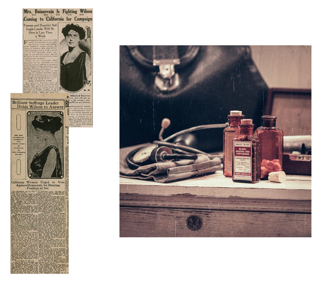 Newspaper Clippings and Antique Vials