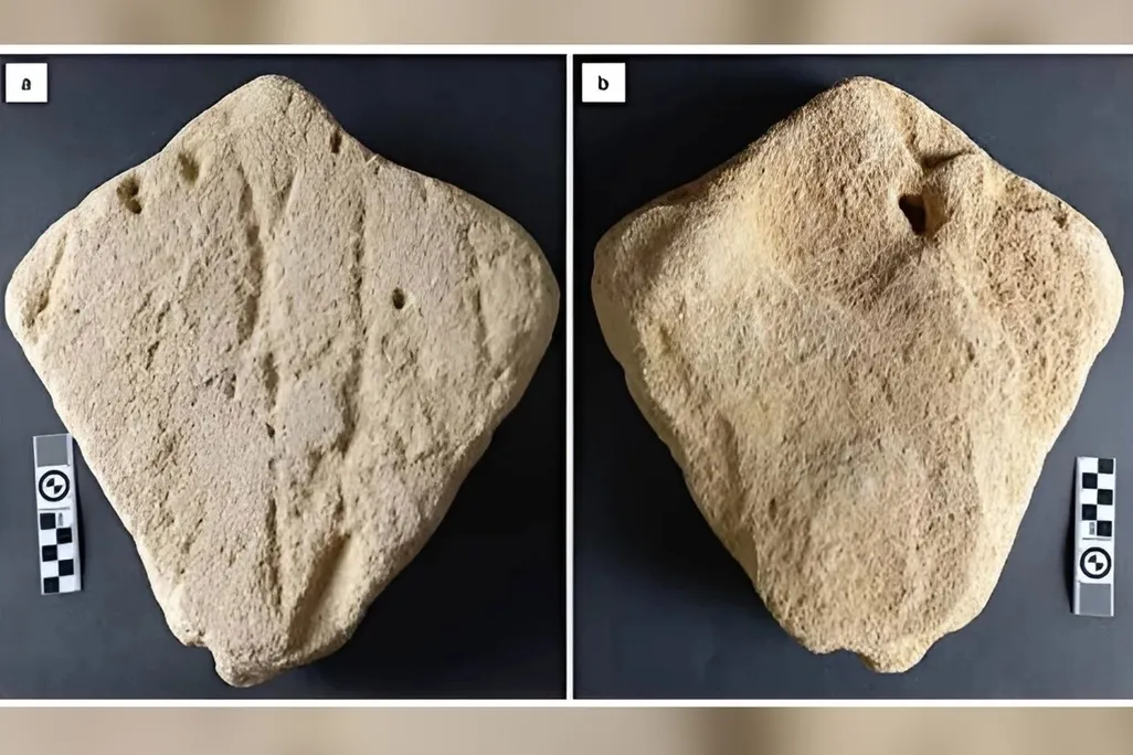 Side by side image of kite-shaped rock