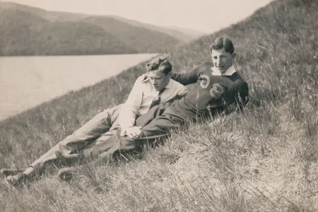 An undated photograph of "Edward and his chum"