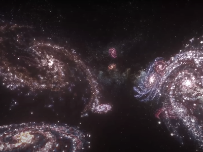 A cluster of galaxies that Slayton created in Minecraft