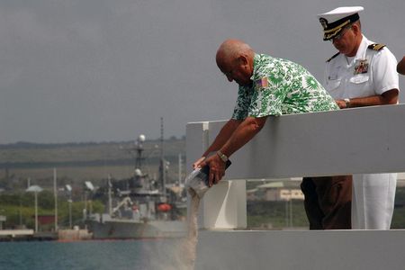 A Pearl Harbor Survivor Liaison scatters the ashes of Ed Chappell, who requested that his remains be scattered where his fallen shipmates died in 1941. 