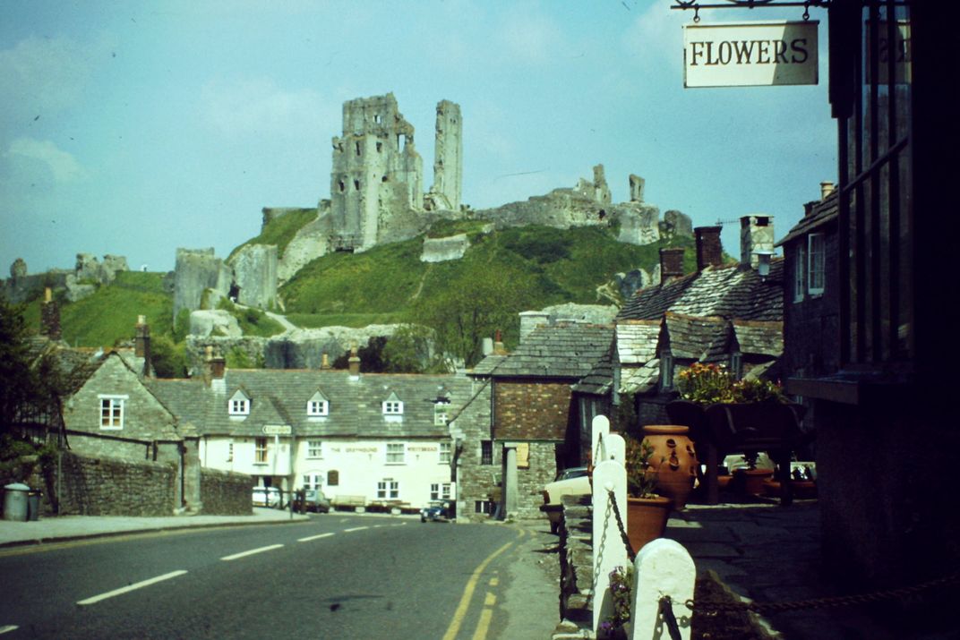 Corfe Castle overlooks the castle courtyard and village