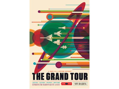 A newly-released poster in NASA's Visions of the Future series heralds a future "grand tour" using gravity assists.