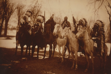 The six men line up before the parade begins.