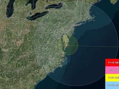The potential viewing area for tonight’s 11:27 pm launch from Virginia