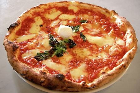 A Pizza Margherita served up by I Decumani, located on the Via dei Tribunali in Naples. 
