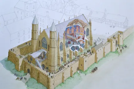 A reconstruction image showing the scale and decorated interior of Bishop Bek’s 14th-century chapel at Auckland Castle
