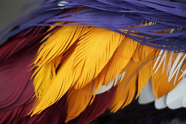 A close look at the feathers on Herrera’s sculpture of a crane.