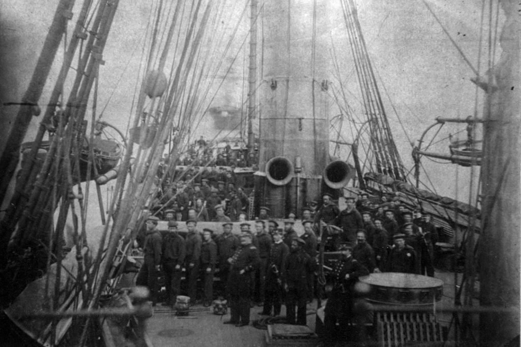 The crew of the USS Kearsarge, photographed shortly after their battle with the CSS Alabama