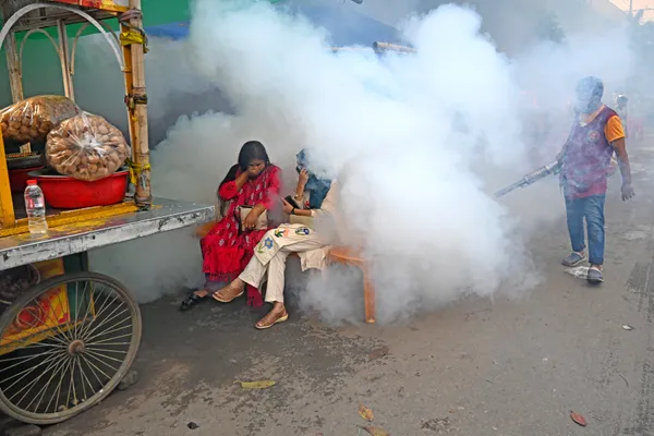 Sprays pesticide to kill mosquitoes in Dhaka. thumbnail