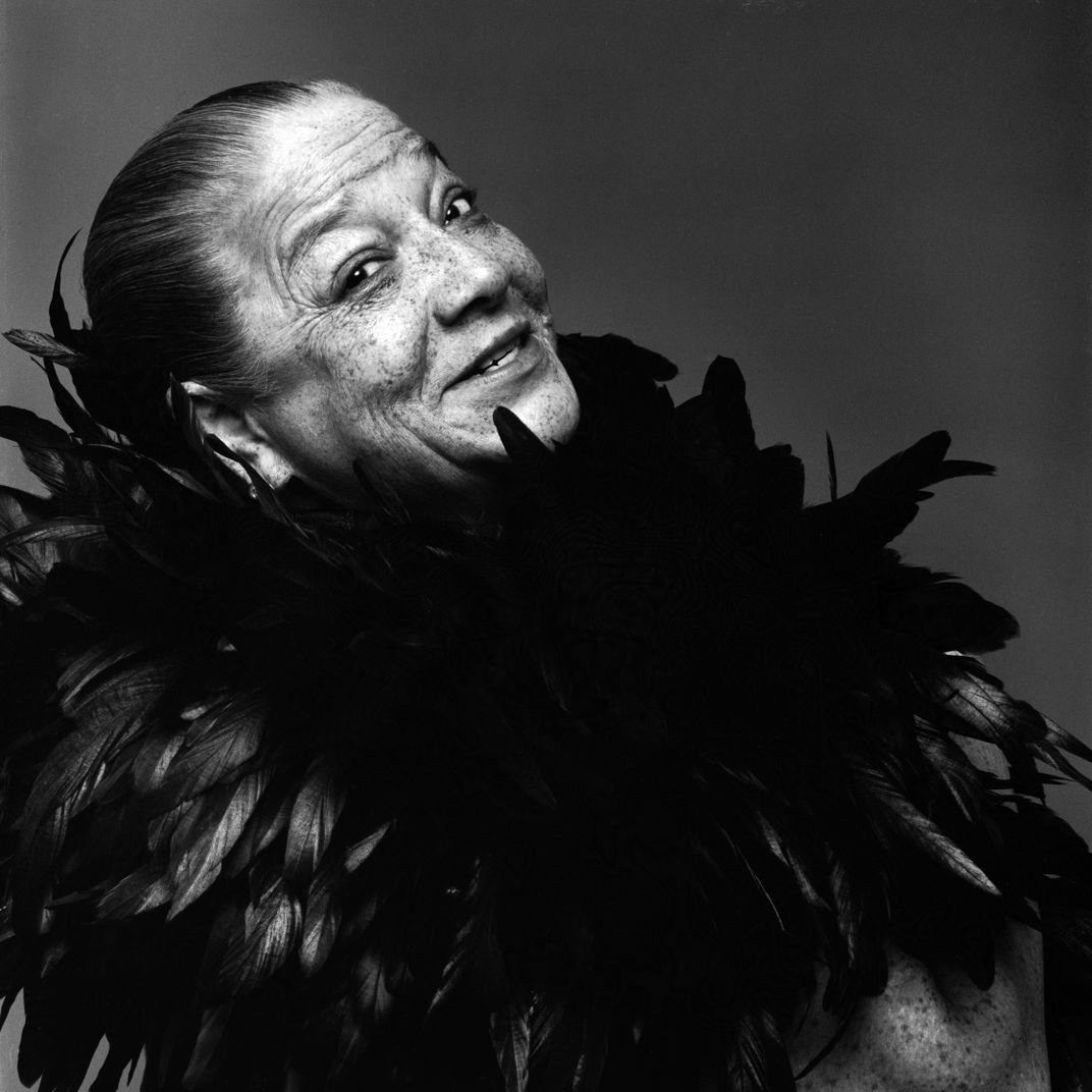Bricktop poses in a feather boa in New York City in 1971.