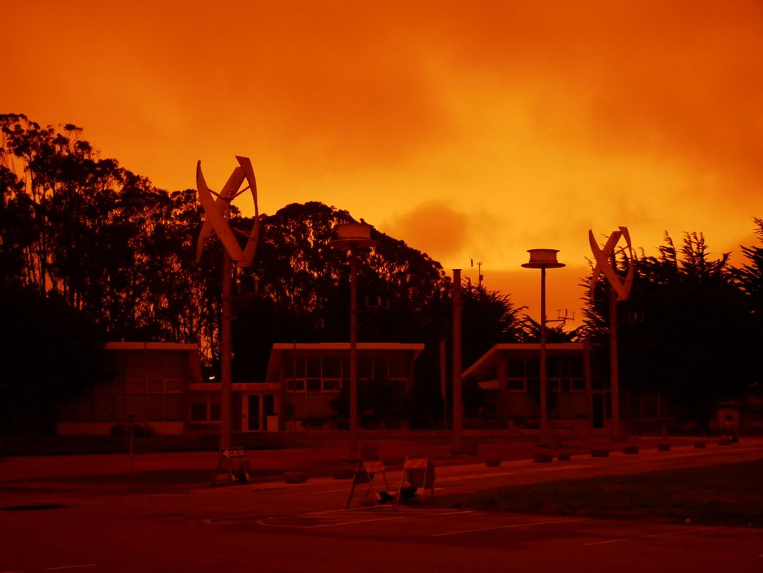 Orange sky looms over the Crissy Field Center in San Francisco