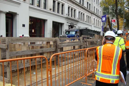 The site where workers found crypts just a few feet beneath the surface.